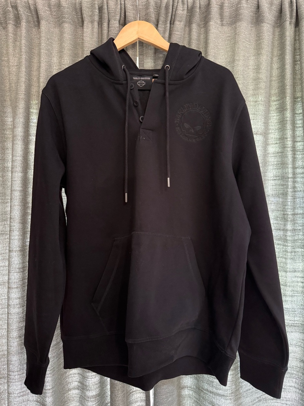 Harley-Davidson Black Hooded Pullover with Willie G. Chest Emblem